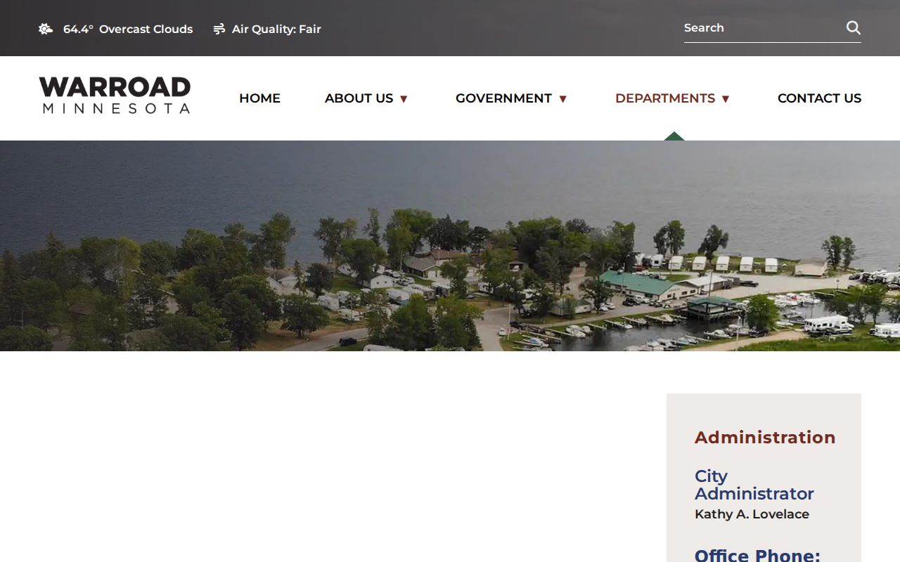 Warroad warrant records: city administration page with municipal office hours and contacts