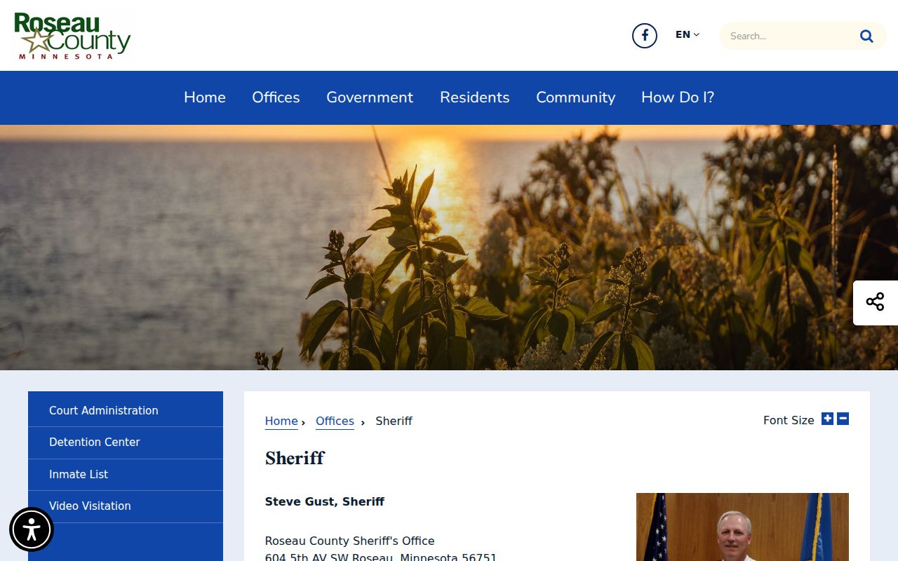 Roseau County most wanted list: sheriff's office page navigation without a warrant or wanted roster